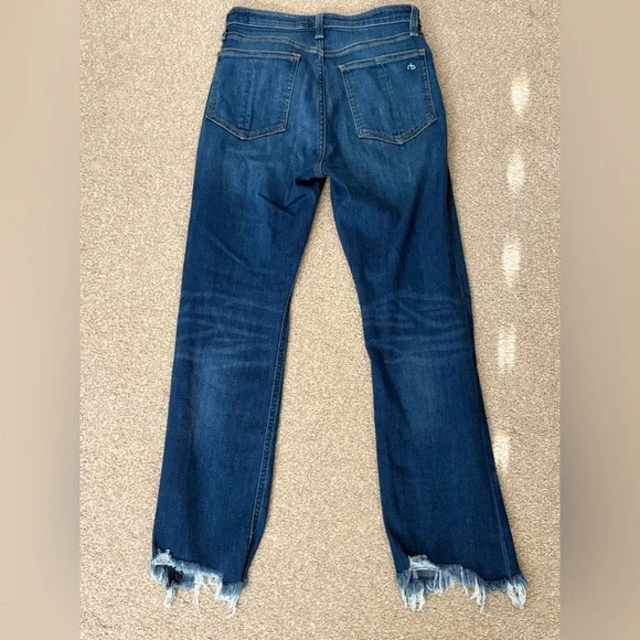 Rag & Bone Nina High Rise Ankle Flare Crossfield Jeans Distressed Hem - Picture 3 of 11